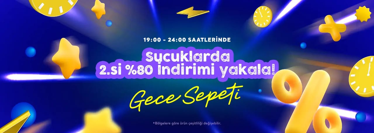 Gece Sepeti Sucuklarda 2.si %80 İndirimli!