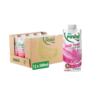 Pınar Light Yağsız Süt 500 ml x 12 Adet