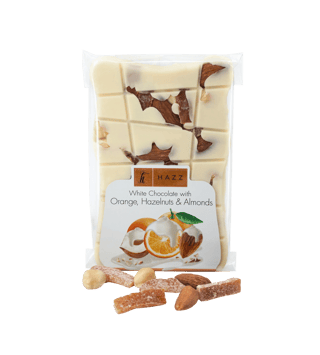 Hazz Portakal Kabuklu ,Fındık Ve Bademli Beyaz Çikolata  85 g