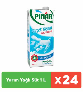 Pınar Yarım Yağlı Süt 1 L x 24 Adet