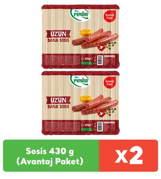 Pınar Dana Sosis 430 g (Avantaj Paket) x 2 adet