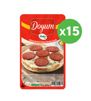 Doyum Dilimli Hindi Isıl İşlem Görmüş Sucuk 250 g x 15 Adet