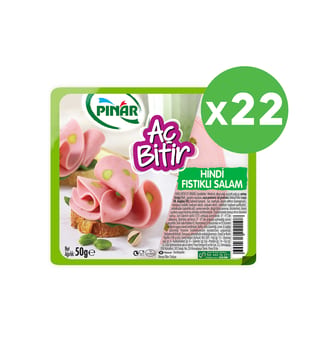 Pınar Aç Bitir Fıstıklı Hindi Salam Büyük Dilim 50 g x 22 Adet