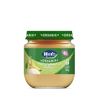 Hero Baby Organik Muz Armut Tahıllı Kavanoz Mama 120 gr