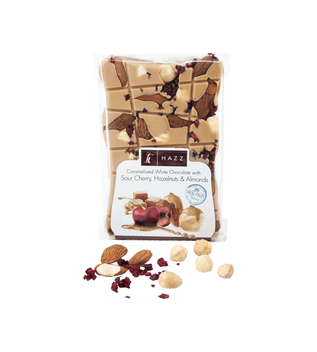 Hazz Vişneli, Fındıklı, Bademli Karamelize Beyaz Çikolata 80 g