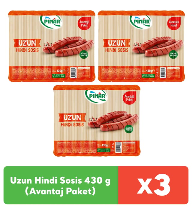 Pınar Uzun Hindi Sosis 430 g x 3 adet