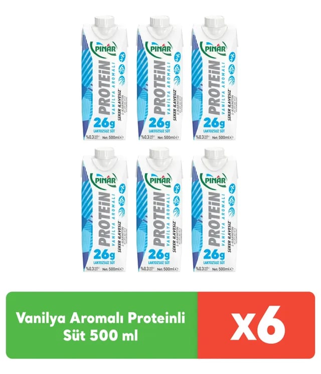 Pınar Vanilya Aromalı Proteinli Süt 500 ml x 6 adet