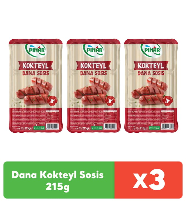 Pınar Dana Kokteyl Sosis 215g x 3 adet