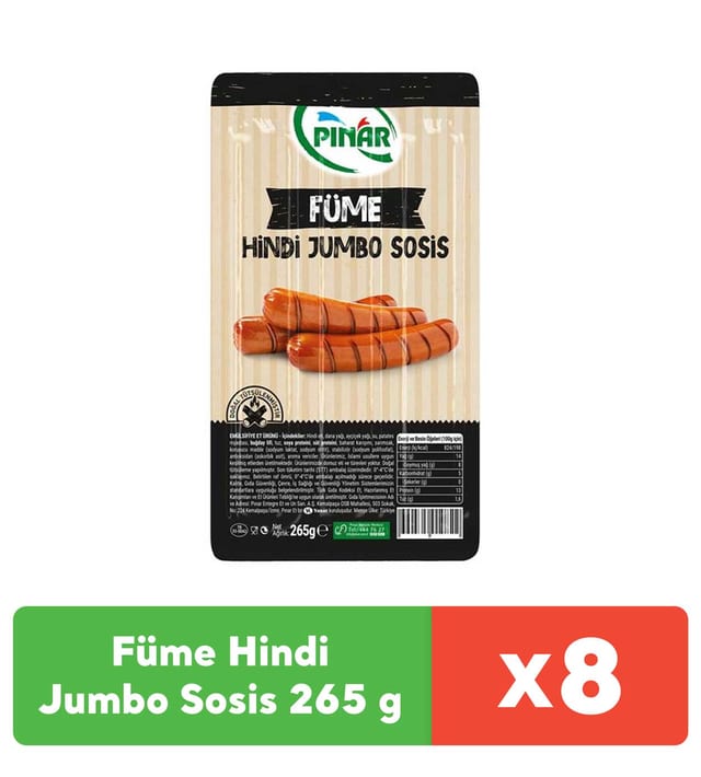 Pınar Füme Hindi Jumbo Sosis 265 g x 8 Adet