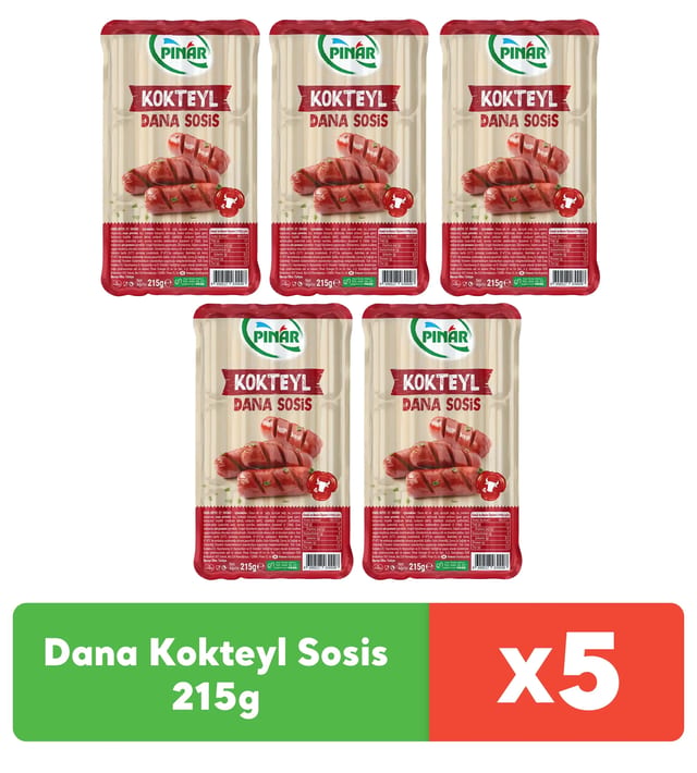 Pınar Dana Kokteyl Sosis 215g x 5 adet