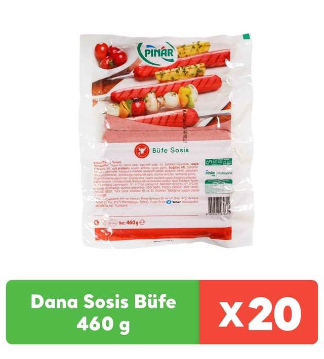 Pınar Dana Sosis Büfe 460 g x 20 Adet