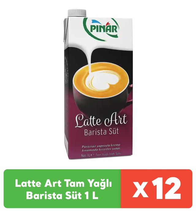 Pınar Latte Art Tam Yağlı Barista Süt 1 L x 12 adet