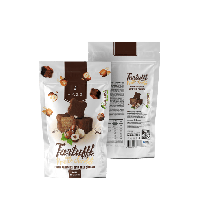 Hazz Kakao Kaplı Fındık Parçacıklı Çıtır Trüf Çikolata 80 g