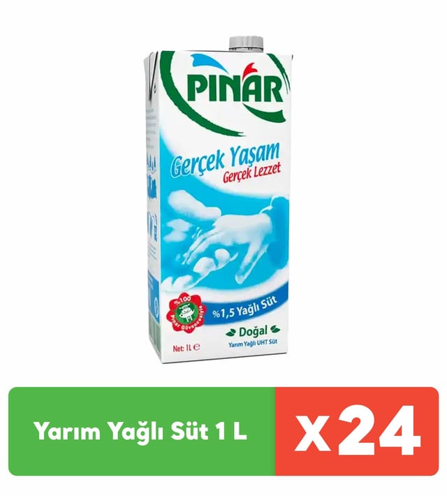 Pınar Yarım Yağlı Süt 1 L x 24 Adet