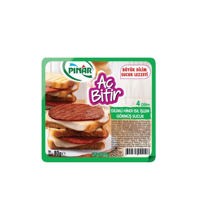 Aç Bitir Dilimli Hindi Isıl İşlem Görmüş Sucuk 80g