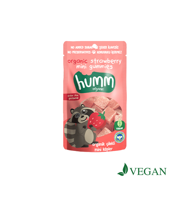 Humm Organik Vegan Çilekli Mini Küpler 30 g