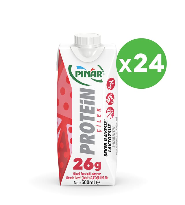 Pınar Çilekli Protein Süt 500 ml x 24 Adet
