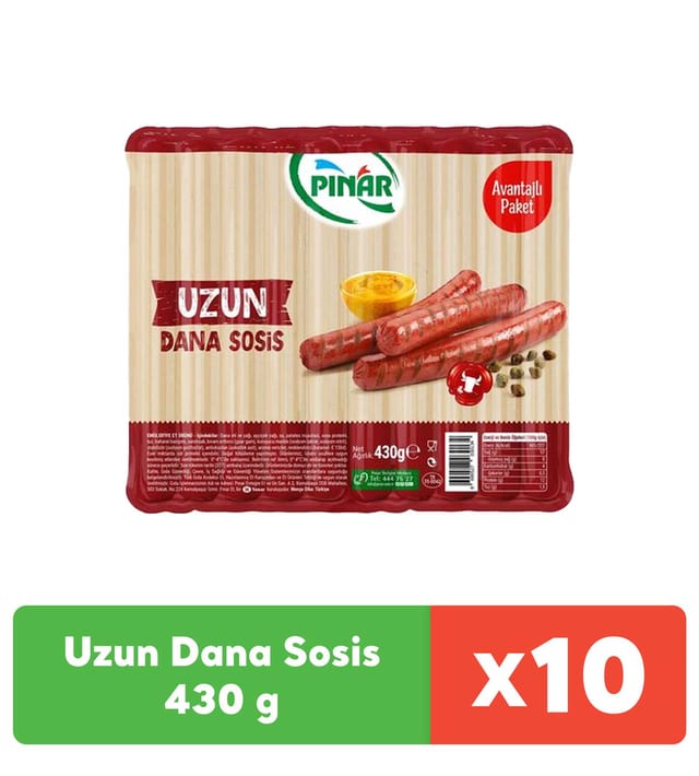 Pınar Dana Sosis 430 g Avantaj Paket x 10 Adet