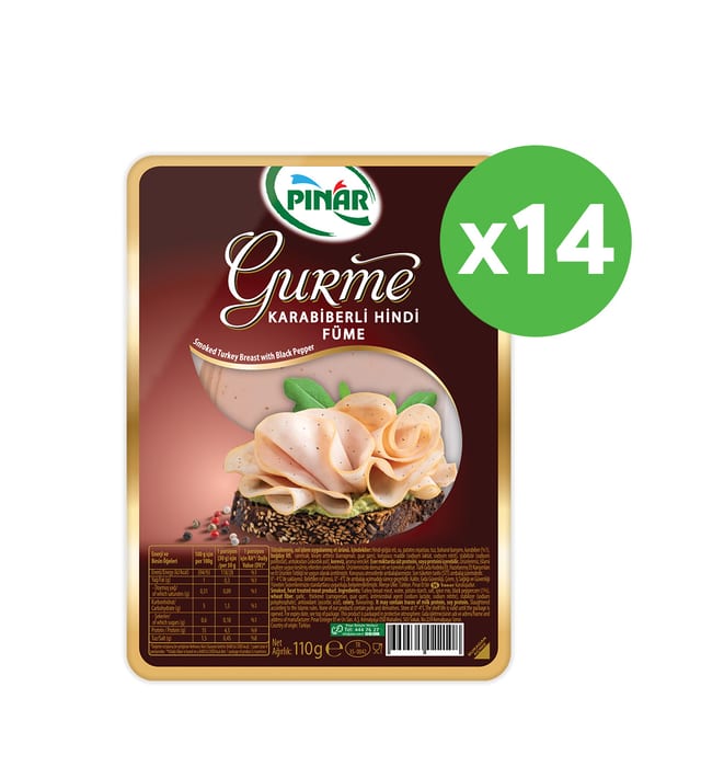 Pınar Gurme Karabiberli Hindi Füme 110g x 14 Adet